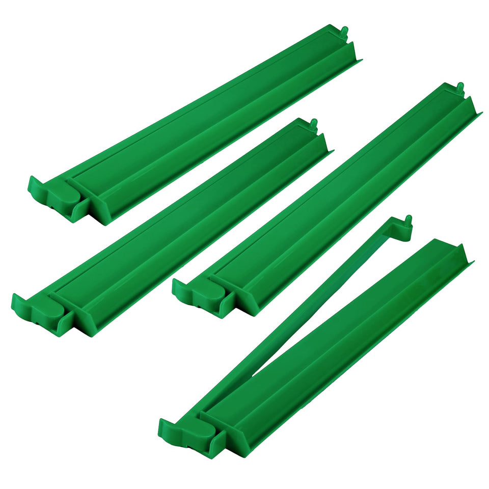 LaRandom green acrylic mahjong tile racks with pushers for quick setup during game night.