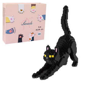 Larcele cat micro bricks close-up of black cat model for display
