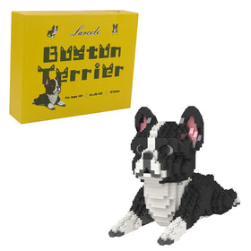 Larcele micro dog building blocks assembly kit for detailed display.