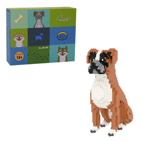 Larcele Micro Dog building bricks Boxer model, 1061 pieces for creative display.