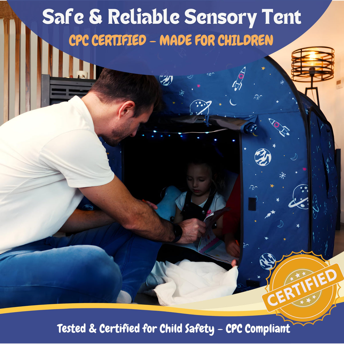 L'Arche sensory tent offers 100% blackout for a private calm-down area.
