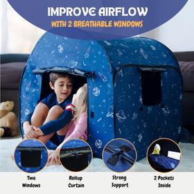 L'Arche sensory tent folds flat and comes with a carry bag for easy transport.
