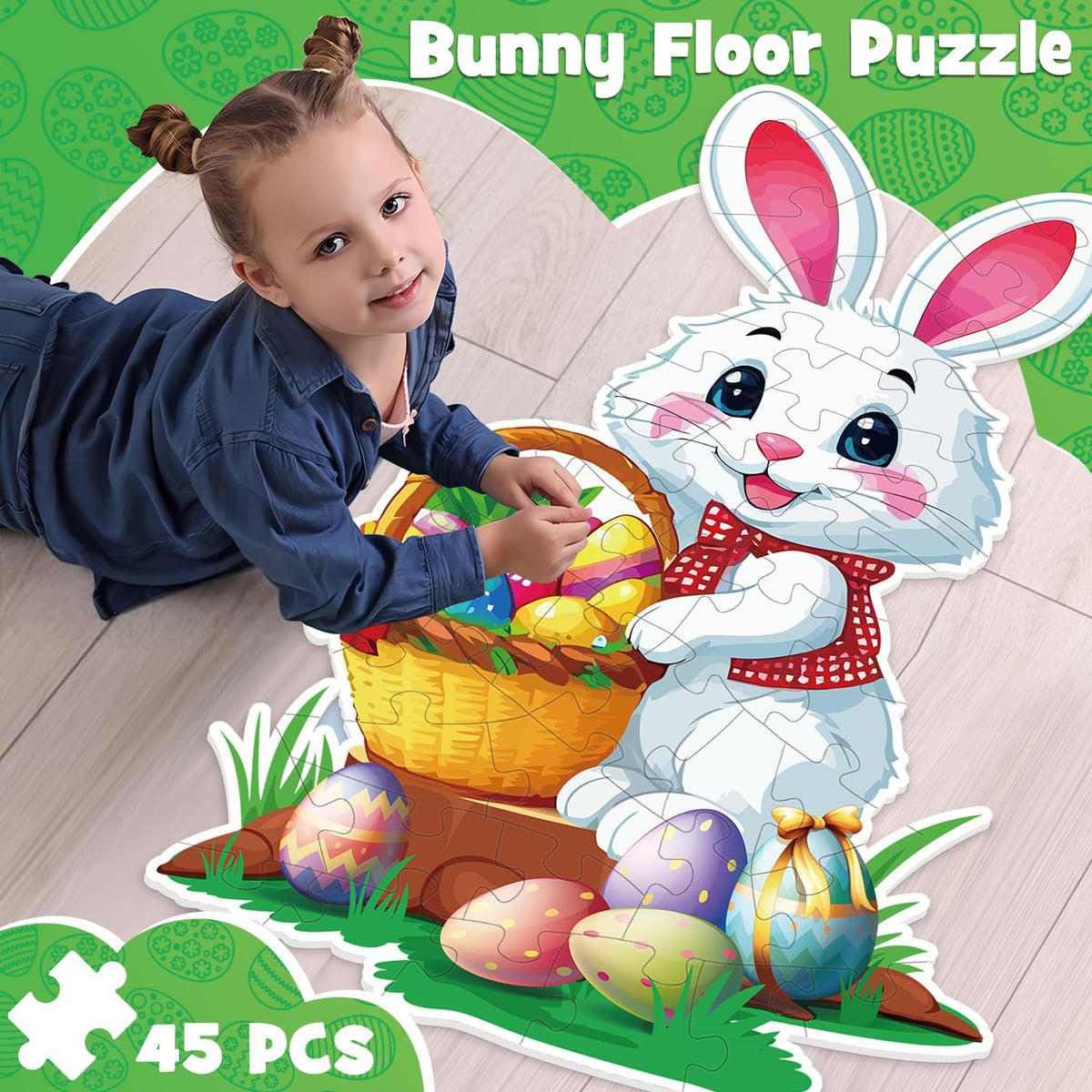 Larchio Easter floor puzzle oversized pieces help little hands assemble easily and build coordination.