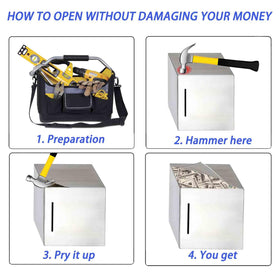 LARCOLO piggy bank large capacity supports substantial savings of notes and coins.