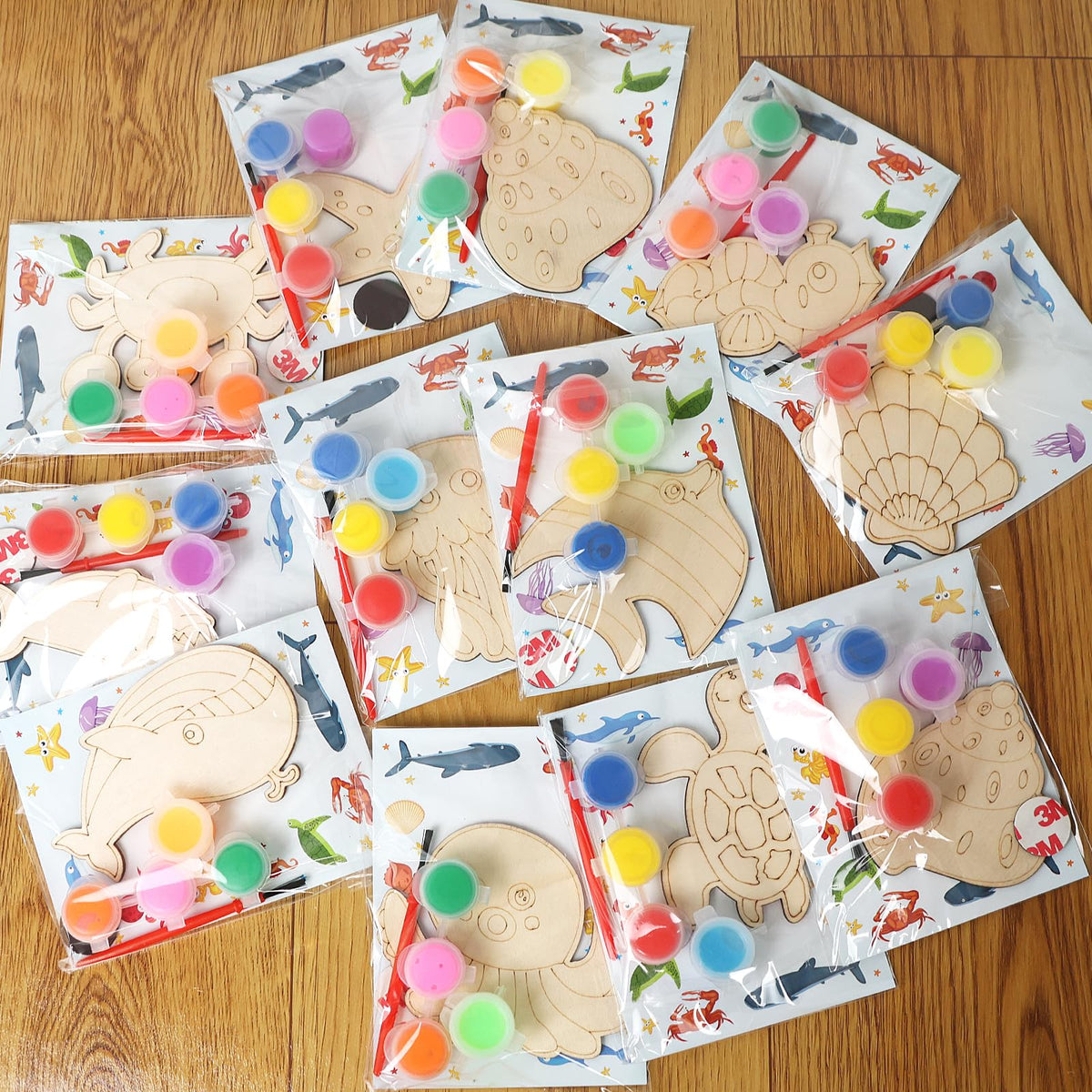 LARDUX wooden sea creature chips for kids crafts, easy to paint and display