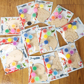 LARDUX wooden sea creature chips for kids crafts, easy to paint and display
