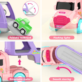 LASCOTON detachable cab and towing arm enables reconfiguration of play setups.