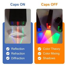 Light Blox magnetic board attachment enables classroom demonstrations.