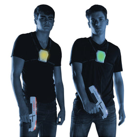 LASER X vest sensor detects hits and tracks player status.