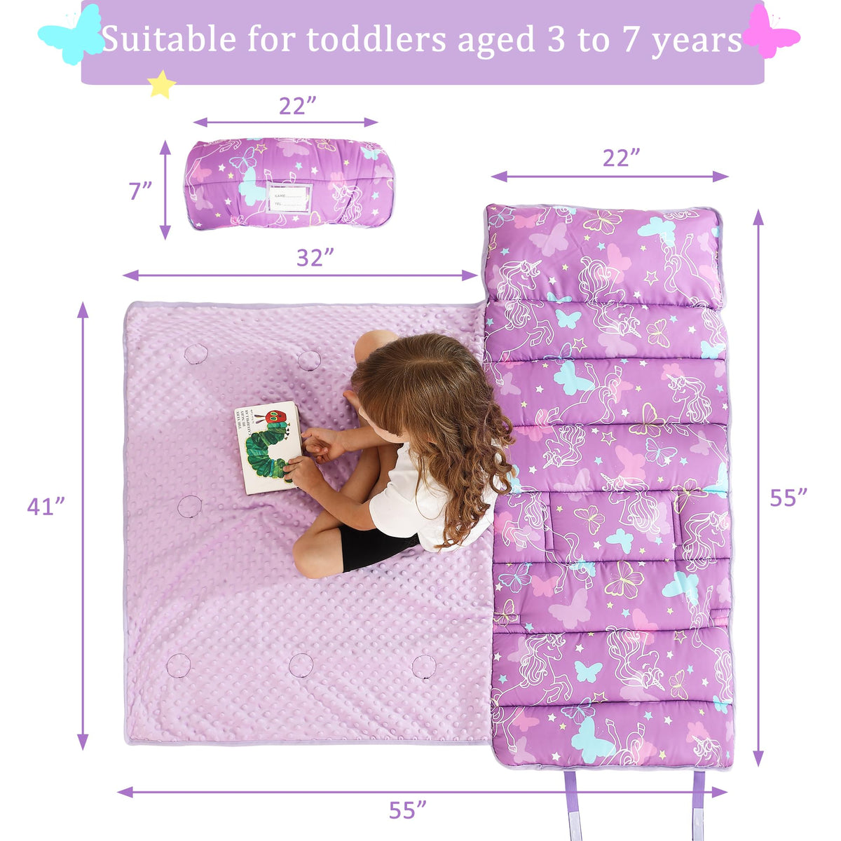 Lasoftan nap mat transparent name pocket helps label items.