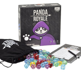 Last Night Games Panda Royale dice set with seven translucent colors for strategic play.