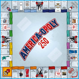 Late for the Sky America-Opoly cards in action offering quick setup and varied play