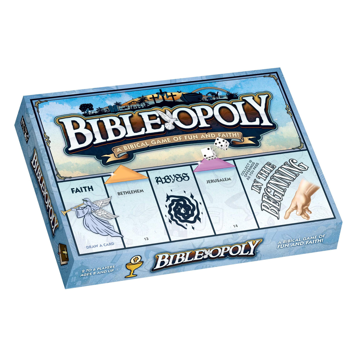 Late for the Sky Bibleopoly wooden church piece enhances cooperative family play.