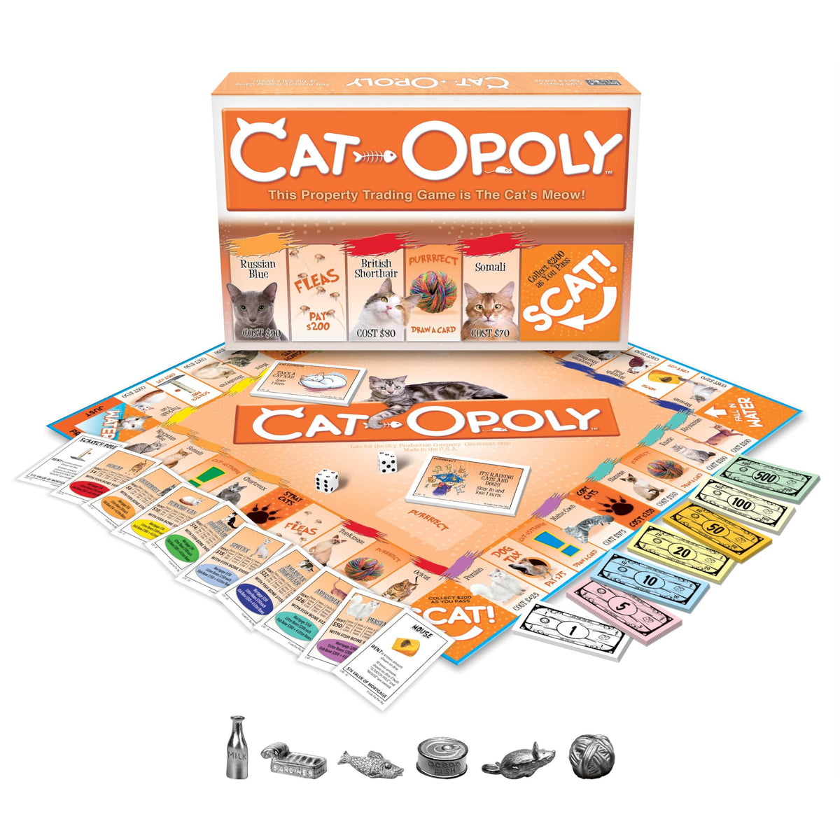 CAT-opoly milk bottle token adds fun cat-themed gameplay
