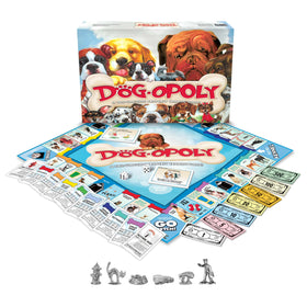 Late for the Sky Dog-Opoly breed cards reveal dog facts during play.