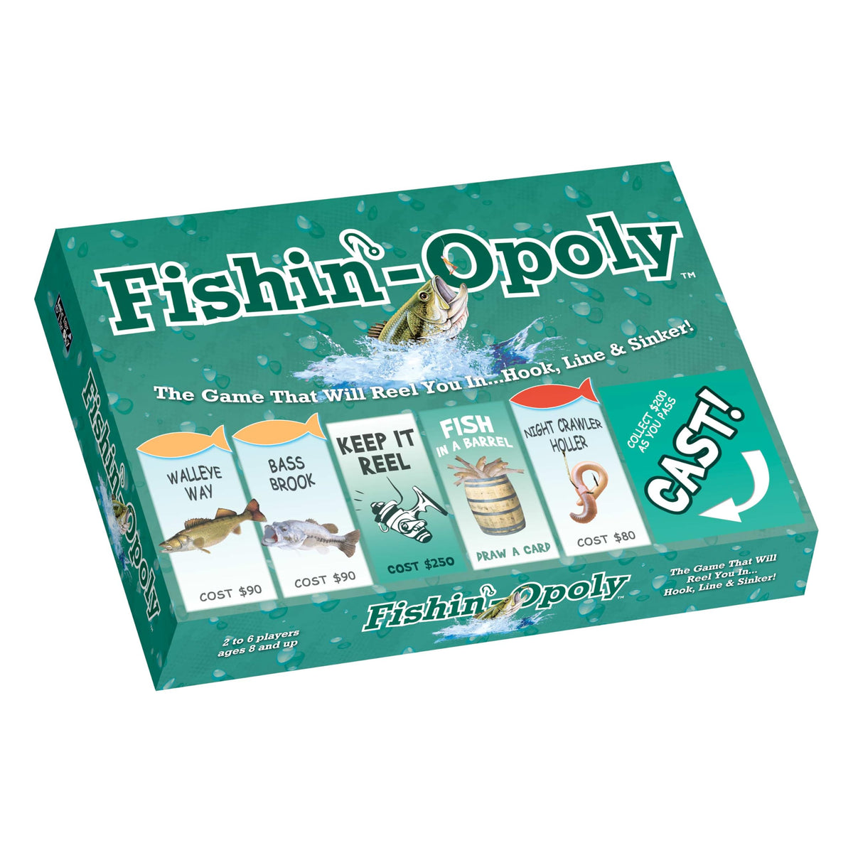 Fishin'-Opoly board by Late for the Sky, durable centerpiece for family game nights.