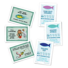 Late for the Sky Fishin'-Opoly dice capture rolling excitement for strategic play.