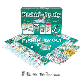Late for the Sky Fishin'-Opoly tokens provide sturdy pieces for lively trading.