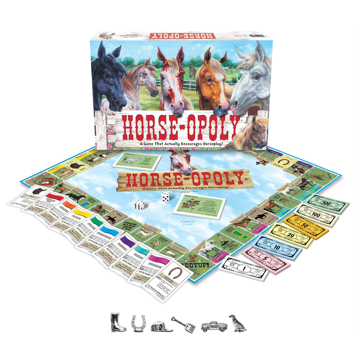 Late for the Sky Horse-Opoly deed cards reveal horse breed facts during play