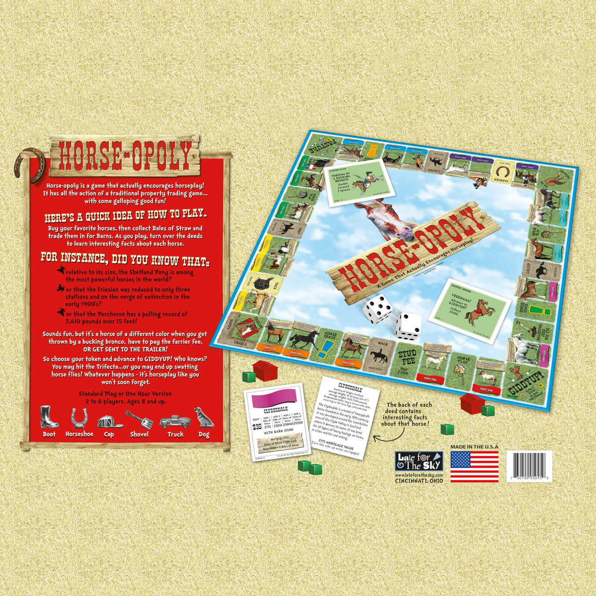 Late for the Sky Horse-Opoly supports 2-6 players for flexible family game nights
