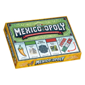 Late for the Sky Mexico-Opoly board showing Mexican landmarks for family play