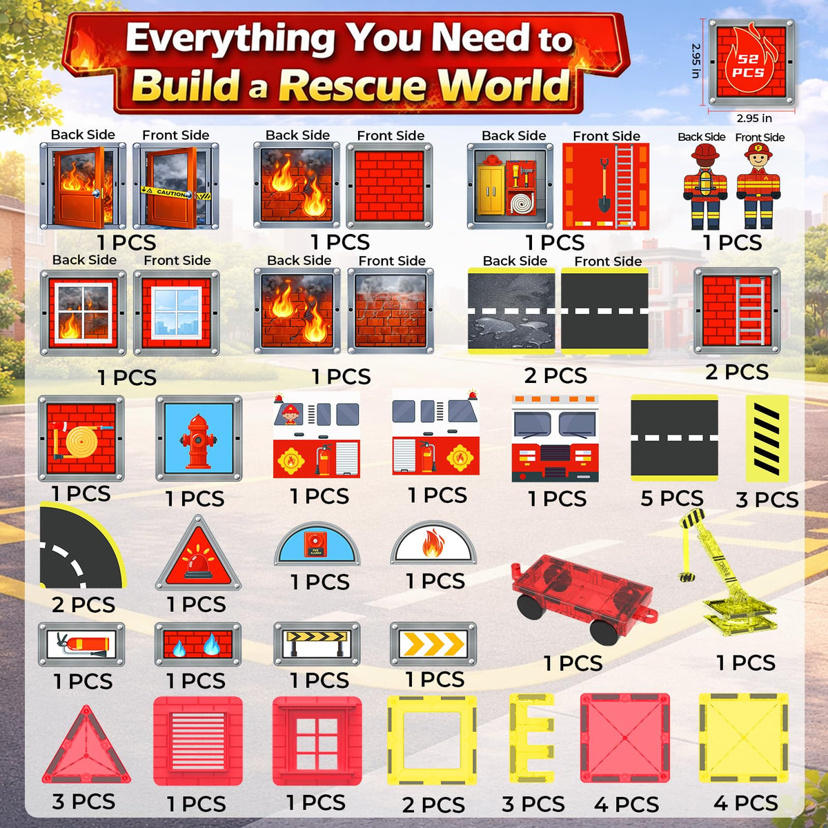 LATI Fire Rescue buildable scene tile for bigger imaginative layouts