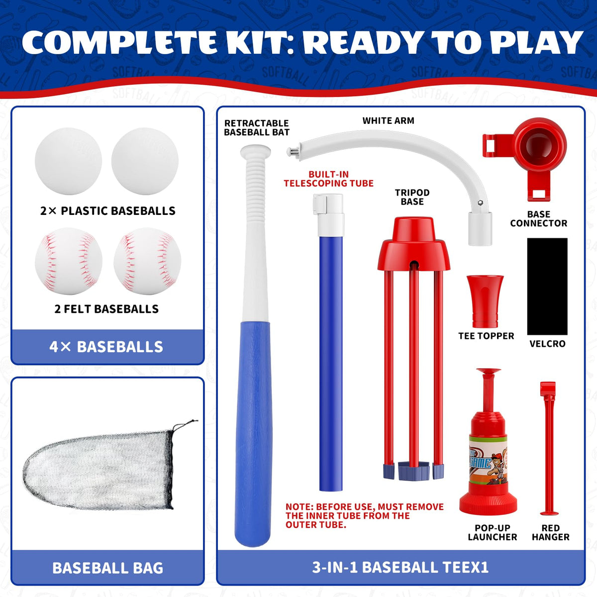 Latioi 3-in-1 T-Ball Set auto launcher for dynamic batting drills.