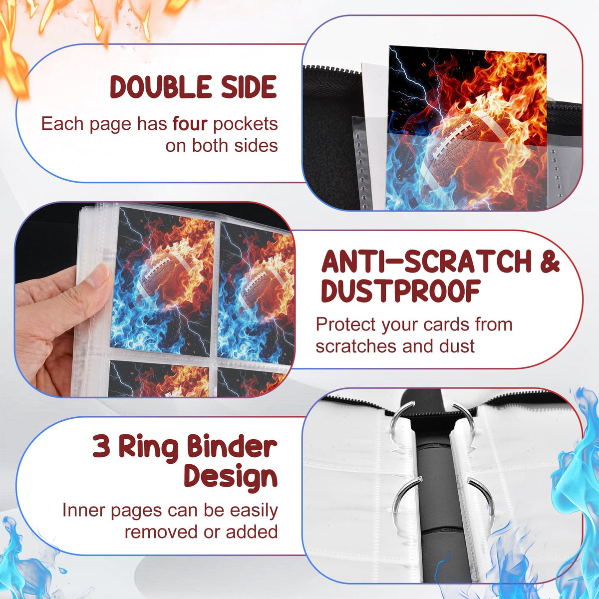 Lattlefnki binder offers 50 removable pages for easy reorganization and expansion
