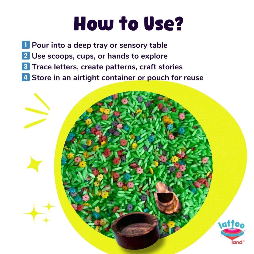 Lattooland Sensory bin setup shows spring-inspired options for classroom play