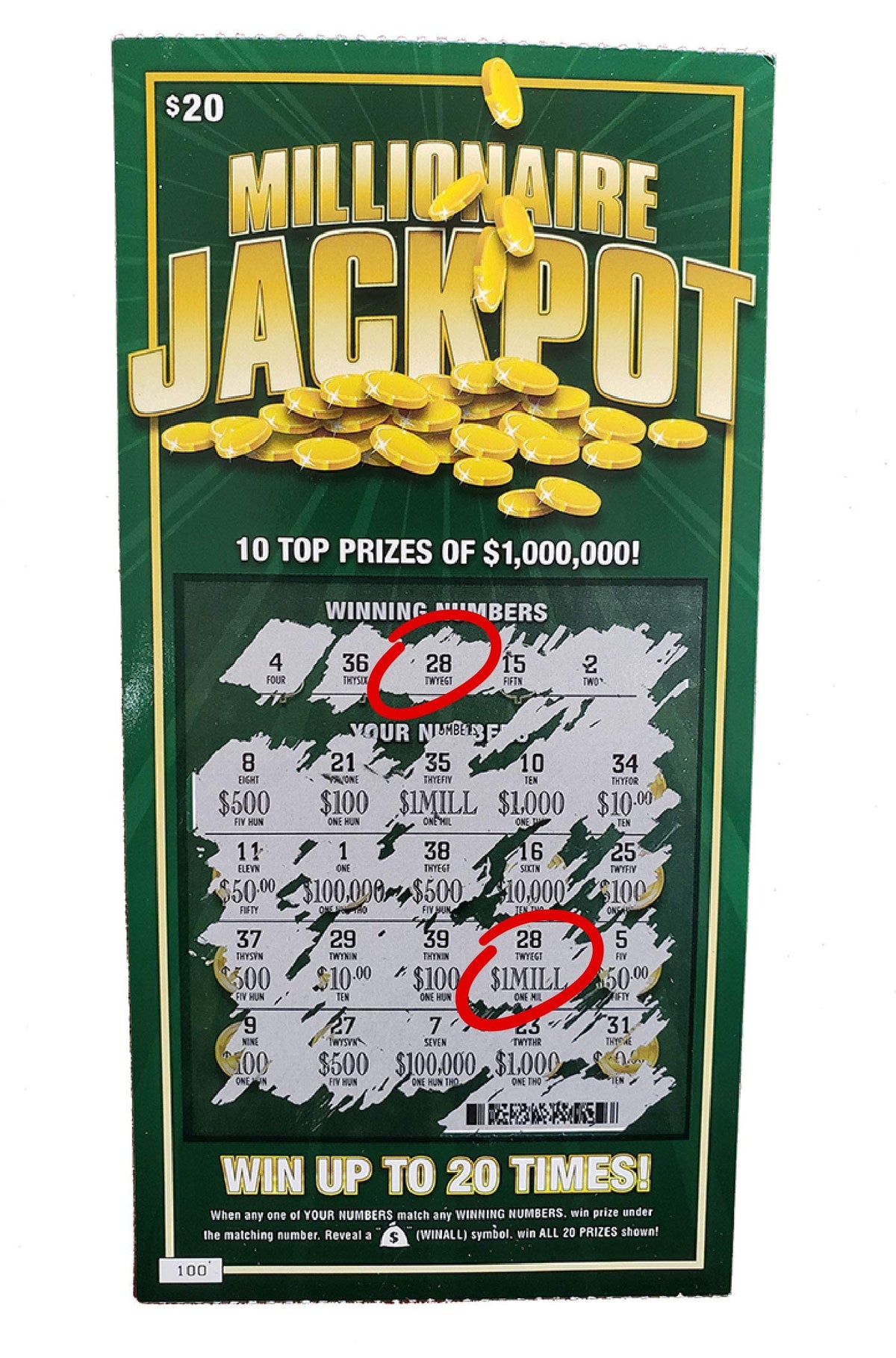 Laughing Smith prank lottery tickets back view showing authentic back design for credibility.
