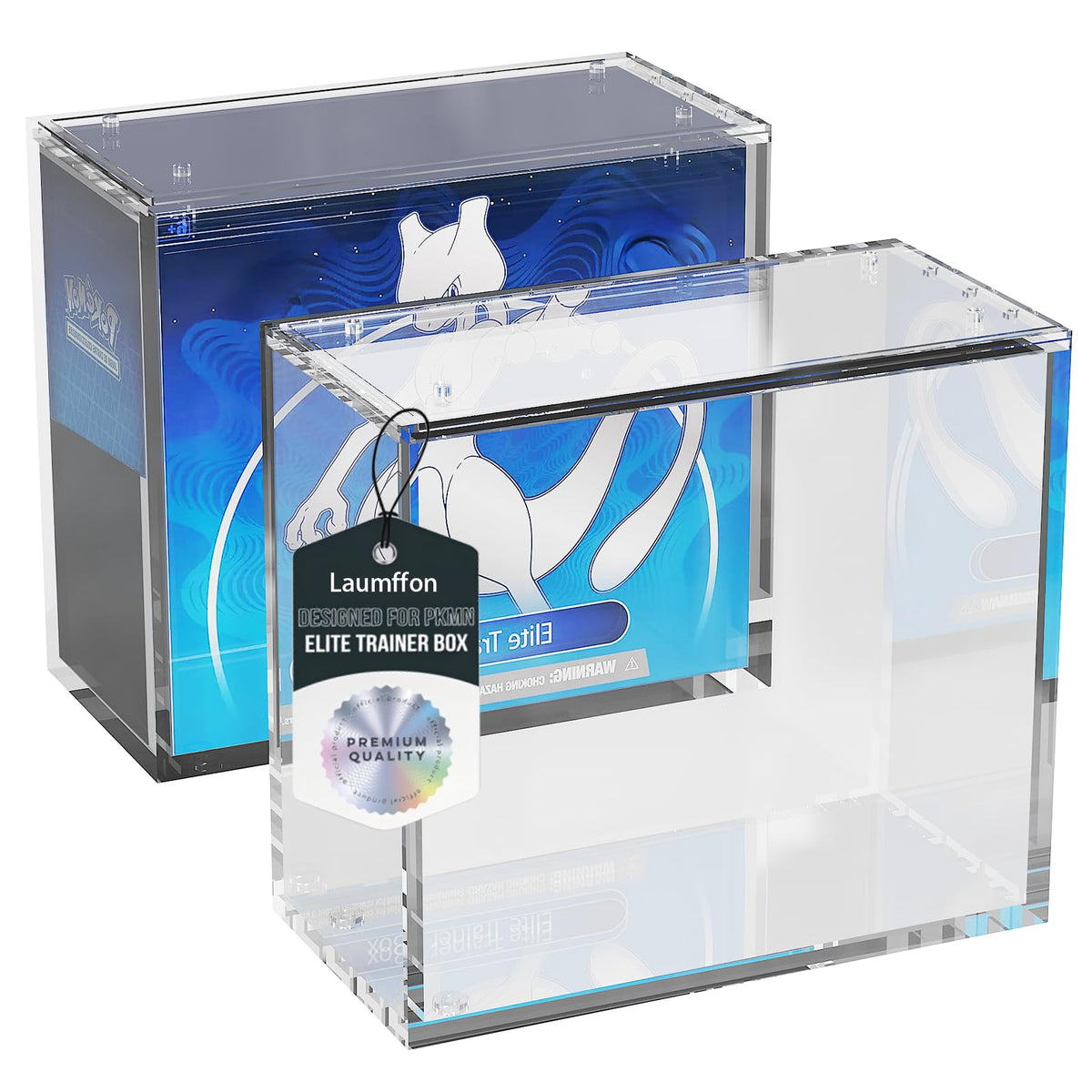 Laumffon Elite Trainer Box acrylic display case with clear, stackable design for safe display.