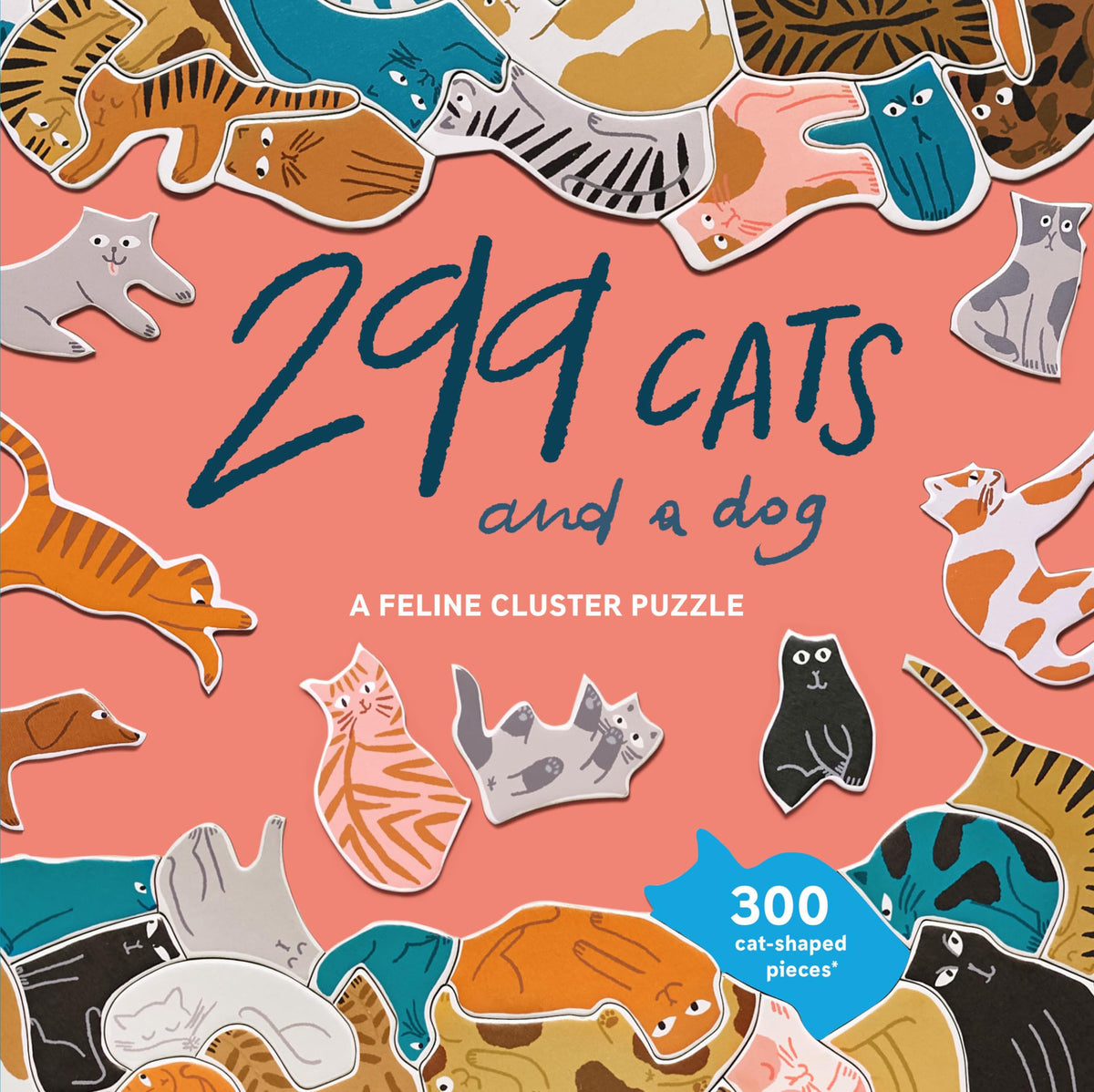 Laurence King 299 Cats (and a Dog) puzzle front cover for cozy cat-themed game nights
