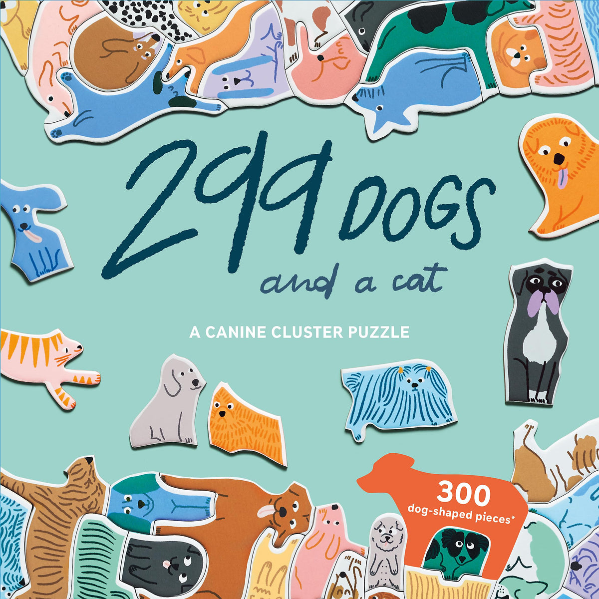 Laurence King 299 Dogs puzzle cover showing quirky dog illustrations, ideal for gifting.