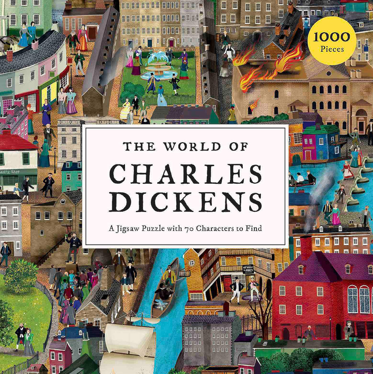 Laurence King World of Charles Dickens puzzle cover, intricate Victorian scenes for mindful downtime.