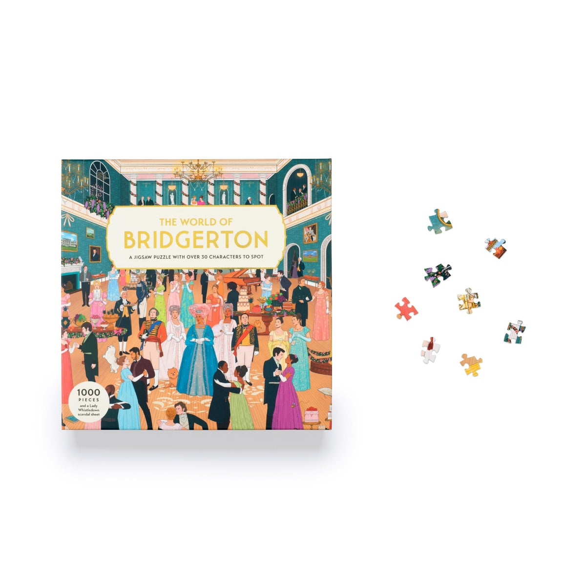 Laurence King Bridgerton puzzle poster-included helps trace story details while you assemble.