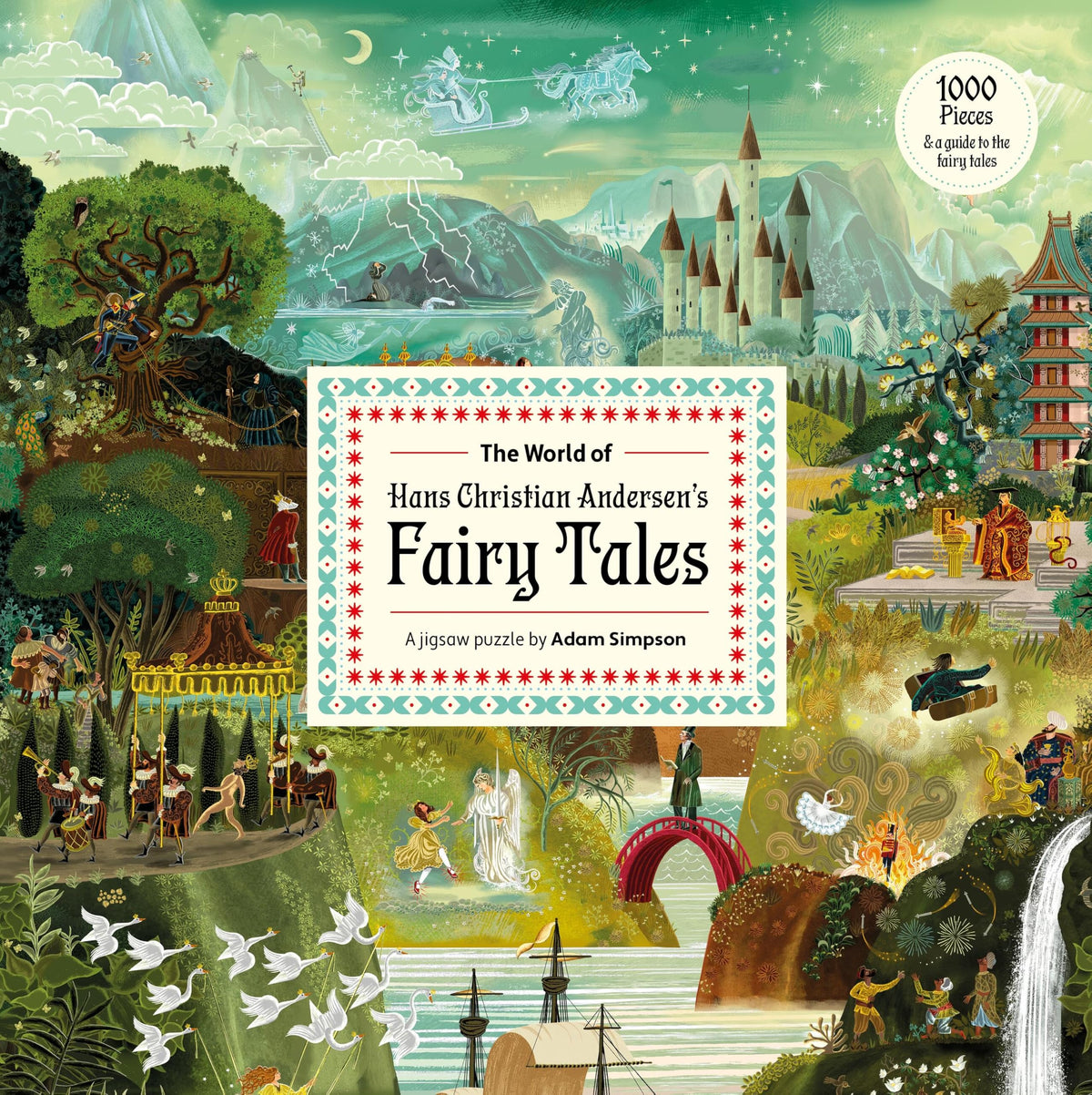 Laurence King puzzle cover featuring Andersen tales, ideal for family puzzle night
