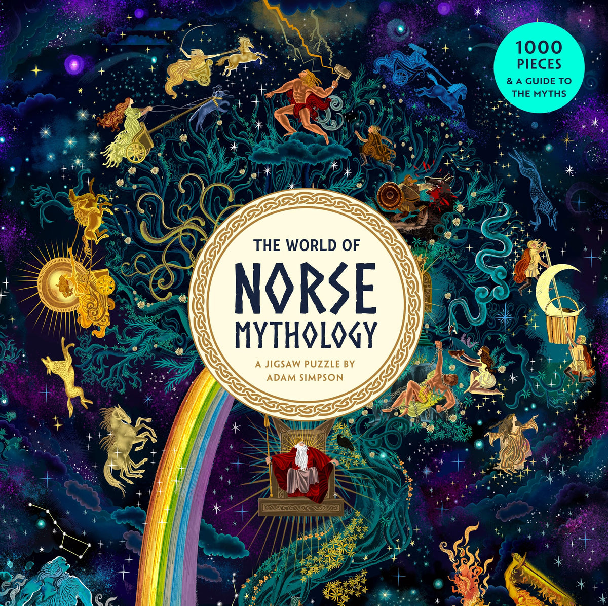Laurence King World of Norse Mythology puzzle cover art; ideal for challenging family puzzle nights.