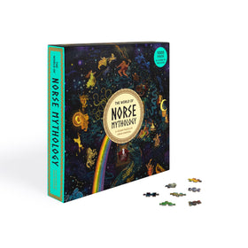Laurence King World of Norse Mythology puzzle Loki depiction; enhances attention to detail and puzzle-solving.