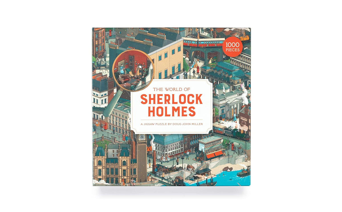 Laurence King World of Sherlock Holmes 1000 piece puzzle illustration shows Victorian London, ideal for quiet evenings.