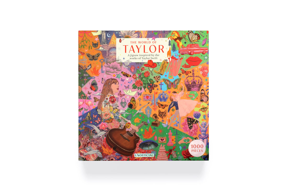 Laurence King World of Taylor eras collage sparks nostalgia and collectible viewing.