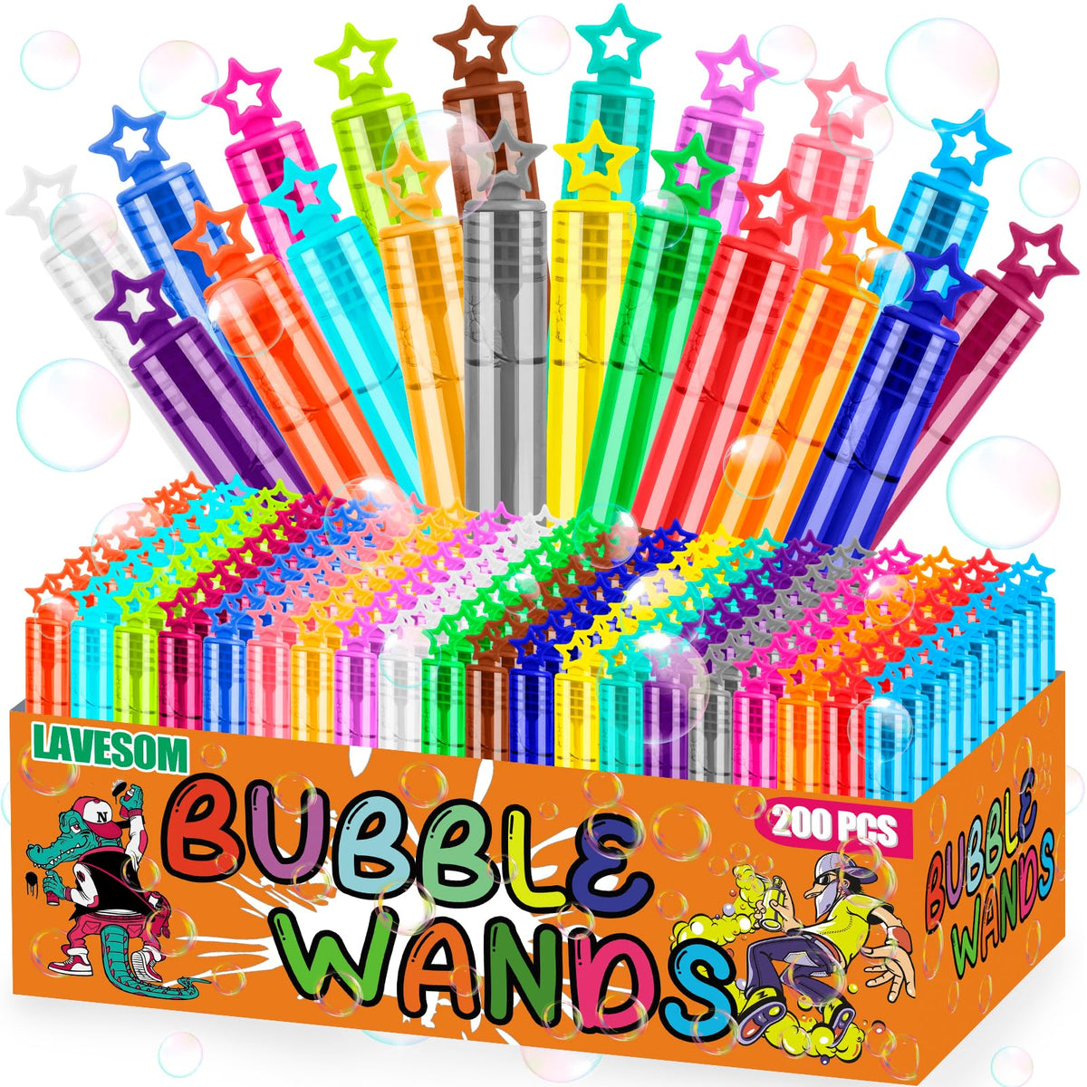 Lavesom 200pcs star mini bubble wands pack offers colorful fun for kids