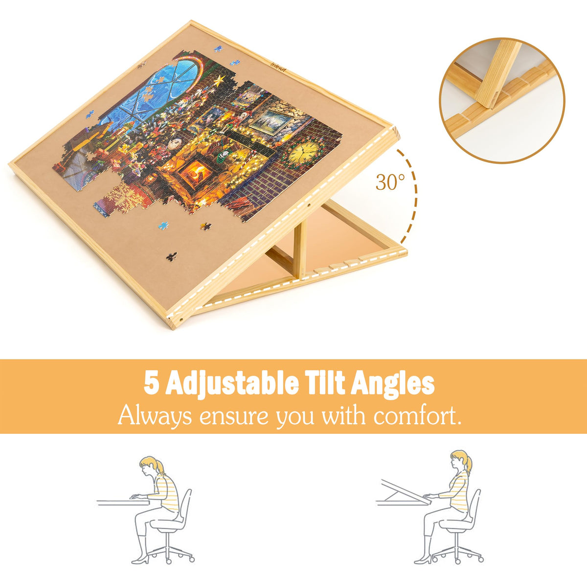 Lavievert adjustable puzzle board with built-in easel supports long sessions at the right angle.
