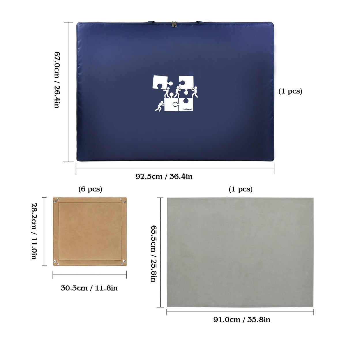 Lavievert padded cover on a portable puzzle board for easy storage.