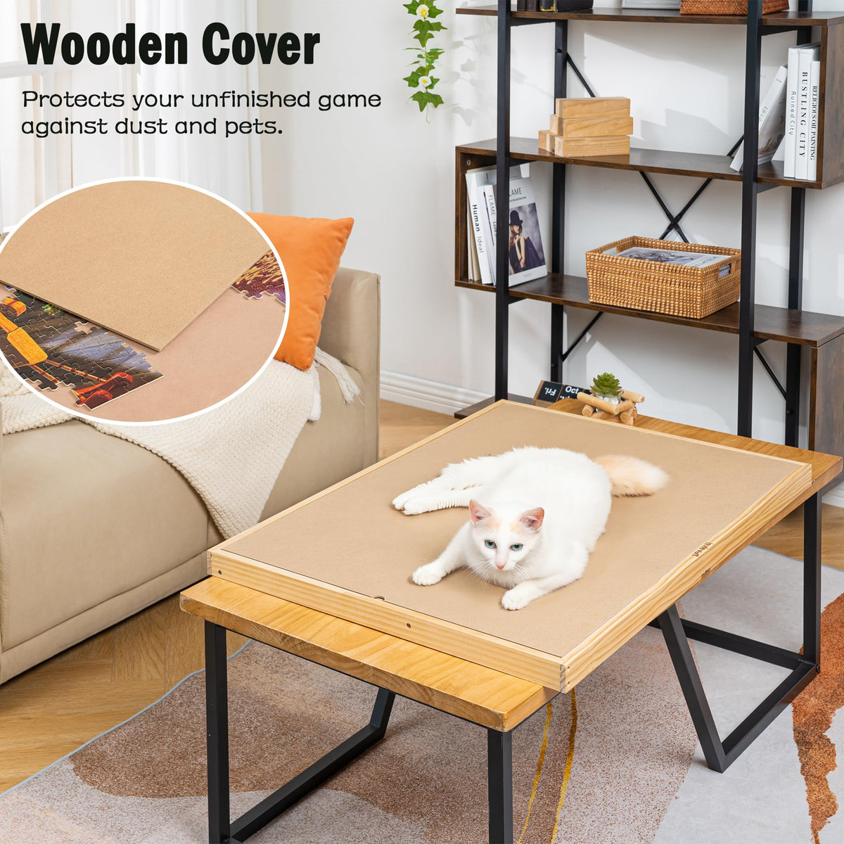 Lavievert portable puzzle table with non-slip surface stays steady on any flat surface.