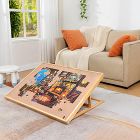 Lavievert protective wooden cover protects unfinished puzzles from dust and pets.