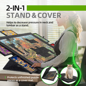 Lavievert stand and cover protects unfinished puzzles from dust