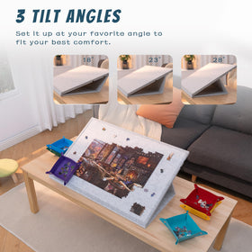 Lavievert puzzle board showing adjustable tilt angles for ergonomic long sessions