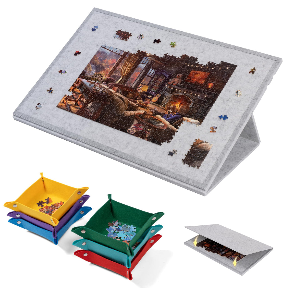Lavievert tilting puzzle board with 2-in-1 stand and cover for versatile play