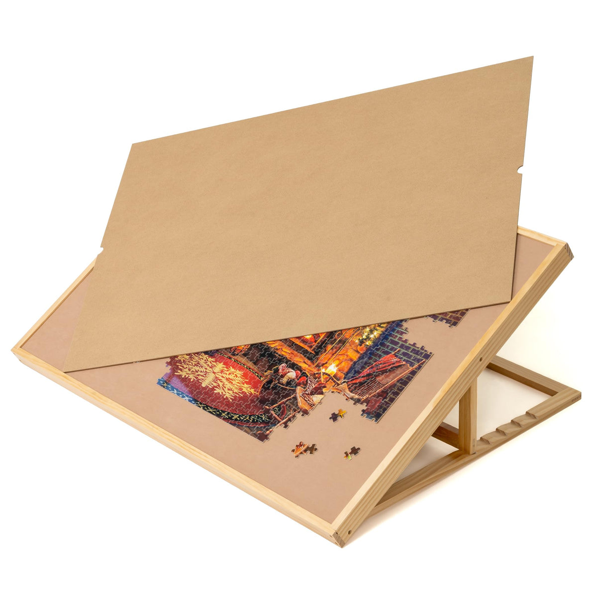 Lavievert tilting puzzle board with wooden cover offers adjustable tilt for comfortable puzzling.