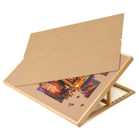 Lavievert tilting puzzle board with wooden cover offers adjustable tilt for comfortable puzzling.